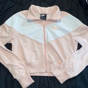 Colorblock pink and white cropped Nike jacket